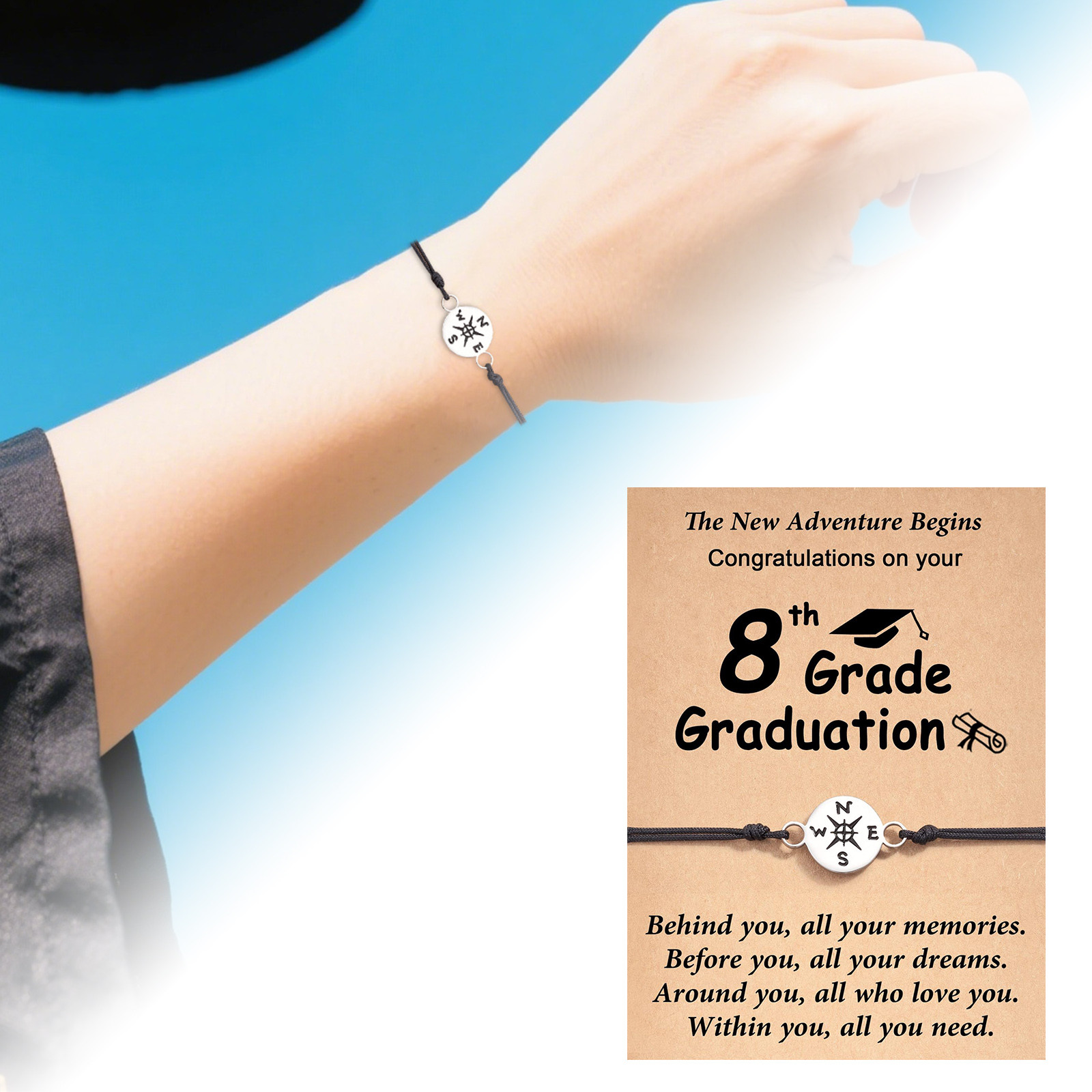 thumbnail image 2 of Pulsera de la tarjeta de la temporada de graduación Pulsera hueca de acero inoxidable de la línea de cera de la temporada de graduación, 2 of 2